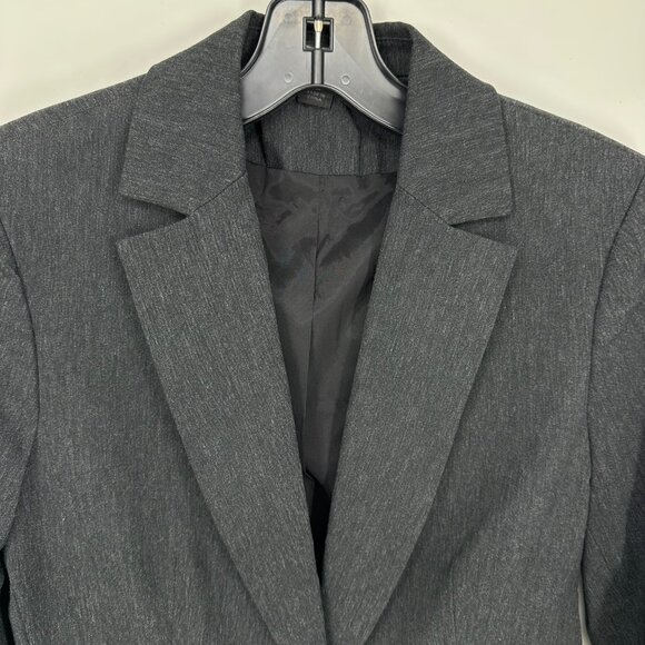Express Blazer Jacket 4 Womens One Button Stretch Gray Suit Coat Work Career - Picture 6 of 8
